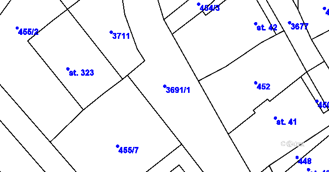 Parcela st. 3691/1 v KÚ Dubenec, Katastrální mapa