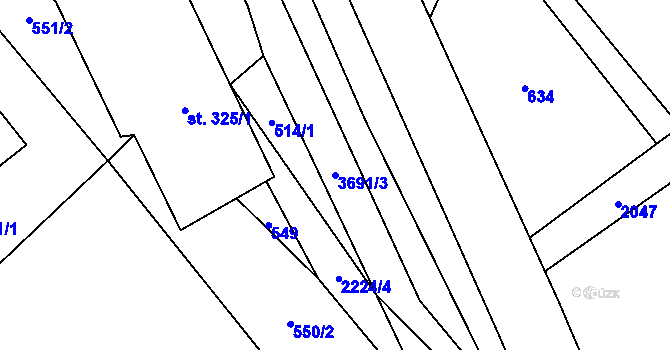 Parcela st. 3691/3 v KÚ Dubenec, Katastrální mapa