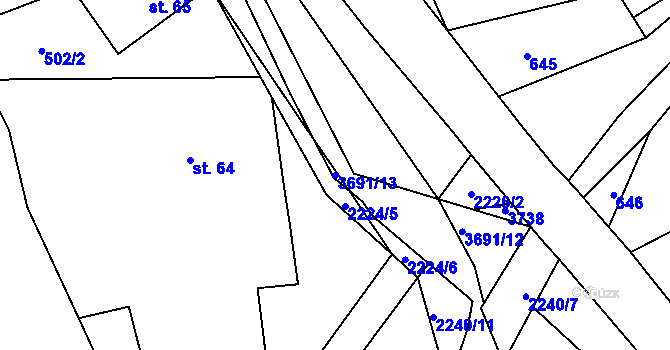 Parcela st. 3691/13 v KÚ Dubenec, Katastrální mapa