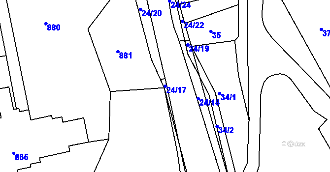Parcela st. 24/17 v KÚ Dubí u Teplic, Katastrální mapa