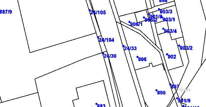 Parcela st. 24/30 v KÚ Dubí u Teplic, Katastrální mapa