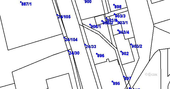 Parcela st. 24/33 v KÚ Dubí u Teplic, Katastrální mapa