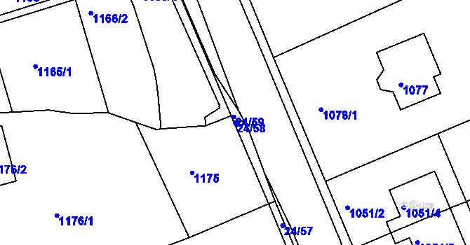 Parcela st. 24/58 v KÚ Dubí u Teplic, Katastrální mapa
