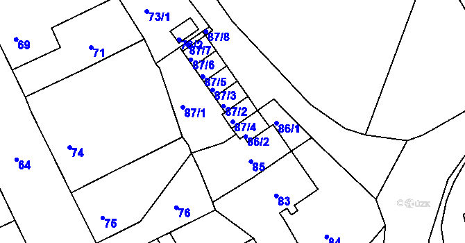 Parcela st. 87/4 v KÚ Dubí u Teplic, Katastrální mapa