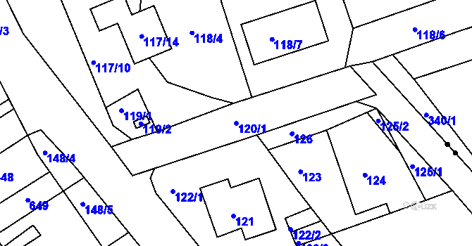 Parcela st. 120/1 v KÚ Dubí u Teplic, Katastrální mapa