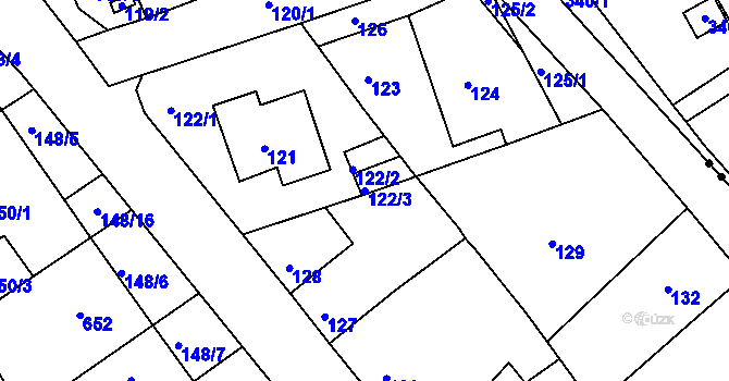 Parcela st. 122/3 v KÚ Dubí u Teplic, Katastrální mapa