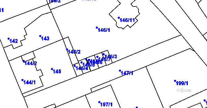 Parcela st. 146/3 v KÚ Dubí u Teplic, Katastrální mapa