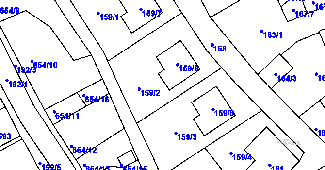 Parcela st. 159 v KÚ Dubí u Teplic, Katastrální mapa