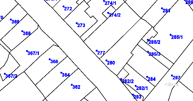 Parcela st. 277 v KÚ Dubí u Teplic, Katastrální mapa