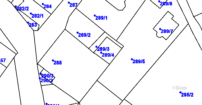 Parcela st. 289/4 v KÚ Dubí u Teplic, Katastrální mapa