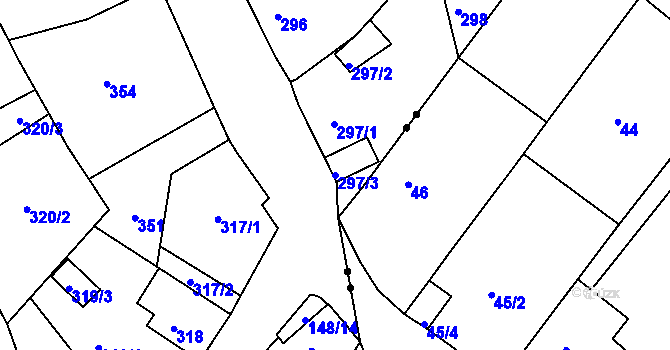 Parcela st. 297/3 v KÚ Dubí u Teplic, Katastrální mapa