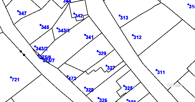 Parcela st. 329 v KÚ Dubí u Teplic, Katastrální mapa