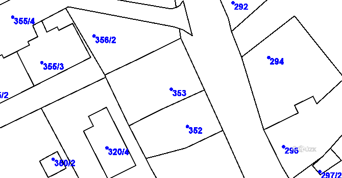 Parcela st. 353 v KÚ Dubí u Teplic, Katastrální mapa