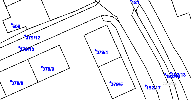 Parcela st. 379/4 v KÚ Dubí u Teplic, Katastrální mapa