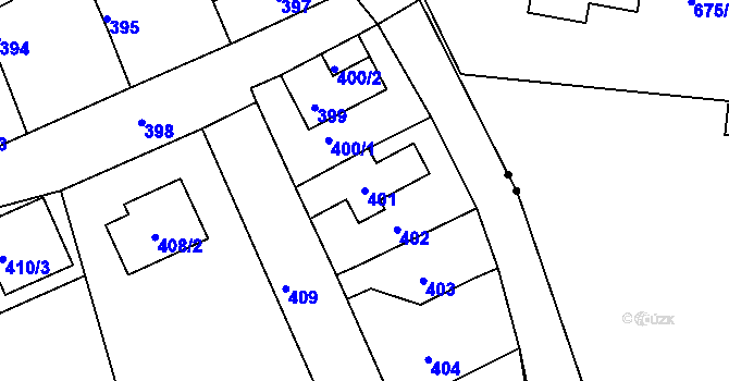 Parcela st. 401 v KÚ Dubí u Teplic, Katastrální mapa
