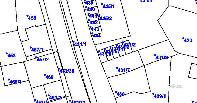Parcela st. 431/6 v KÚ Dubí u Teplic, Katastrální mapa