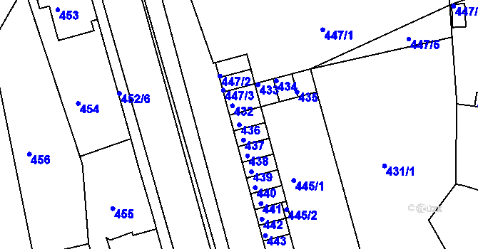 Parcela st. 436 v KÚ Dubí u Teplic, Katastrální mapa