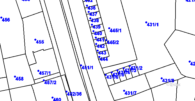 Parcela st. 443 v KÚ Dubí u Teplic, Katastrální mapa