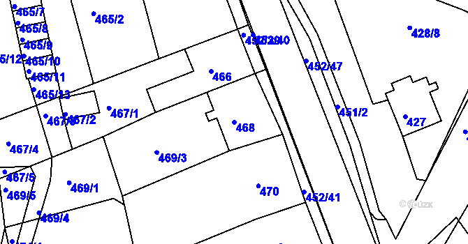 Parcela st. 468 v KÚ Dubí u Teplic, Katastrální mapa