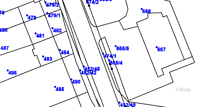 Parcela st. 474/1 v KÚ Dubí u Teplic, Katastrální mapa