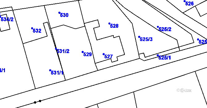 Parcela st. 527 v KÚ Dubí u Teplic, Katastrální mapa
