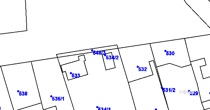 Parcela st. 534/2 v KÚ Dubí u Teplic, Katastrální mapa