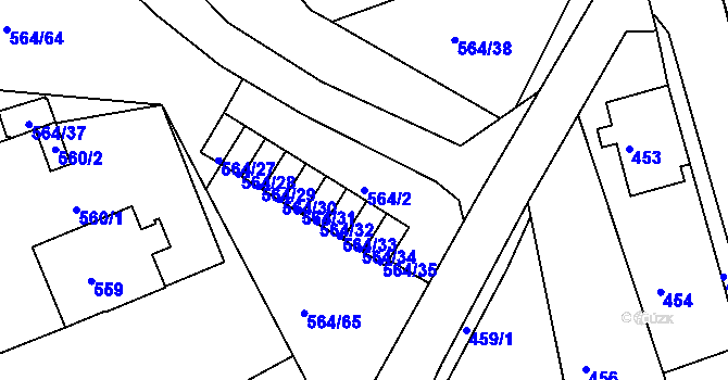 Parcela st. 564/2 v KÚ Dubí u Teplic, Katastrální mapa