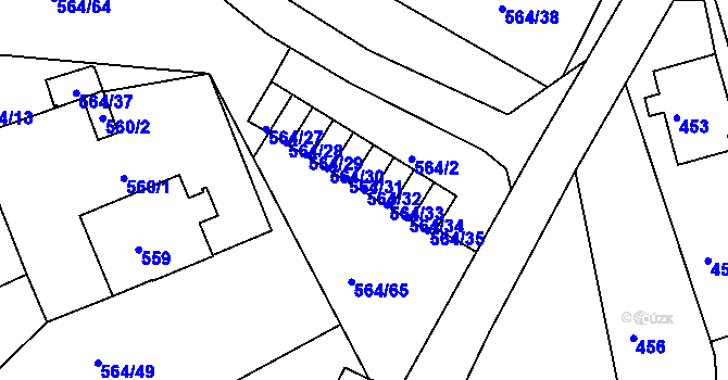 Parcela st. 564/32 v KÚ Dubí u Teplic, Katastrální mapa