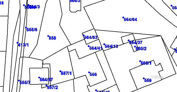 Parcela st. 564/41 v KÚ Dubí u Teplic, Katastrální mapa