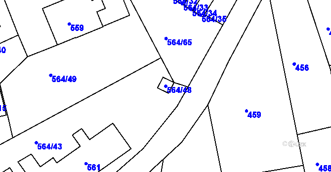 Parcela st. 564/48 v KÚ Dubí u Teplic, Katastrální mapa