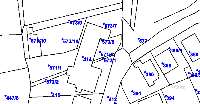 Parcela st. 571/5 v KÚ Dubí u Teplic, Katastrální mapa