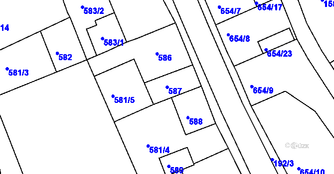 Parcela st. 587 v KÚ Dubí u Teplic, Katastrální mapa