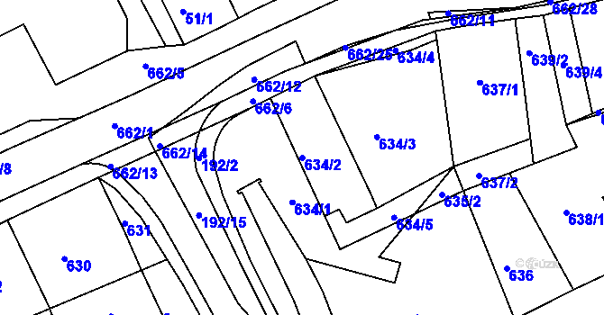 Parcela st. 634/2 v KÚ Dubí u Teplic, Katastrální mapa