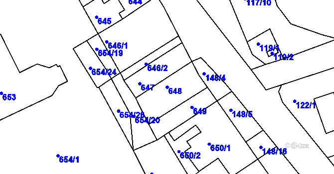 Parcela st. 648 v KÚ Dubí u Teplic, Katastrální mapa