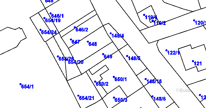 Parcela st. 649 v KÚ Dubí u Teplic, Katastrální mapa