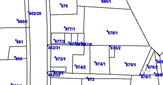 Parcela st. 677/6 v KÚ Dubí u Teplic, Katastrální mapa