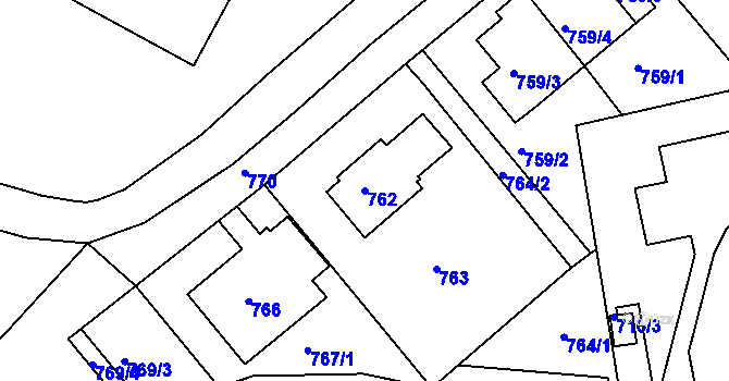 Parcela st. 762 v KÚ Dubí u Teplic, Katastrální mapa