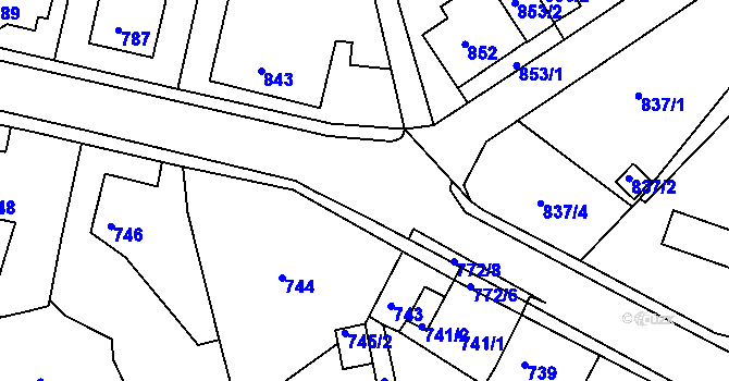 Parcela st. 772/1 v KÚ Dubí u Teplic, Katastrální mapa