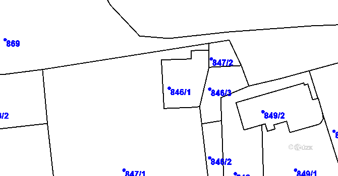Parcela st. 846/1 v KÚ Dubí u Teplic, Katastrální mapa