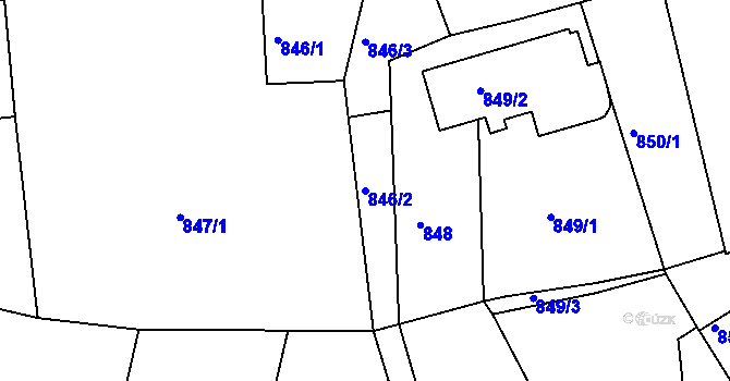 Parcela st. 846/2 v KÚ Dubí u Teplic, Katastrální mapa