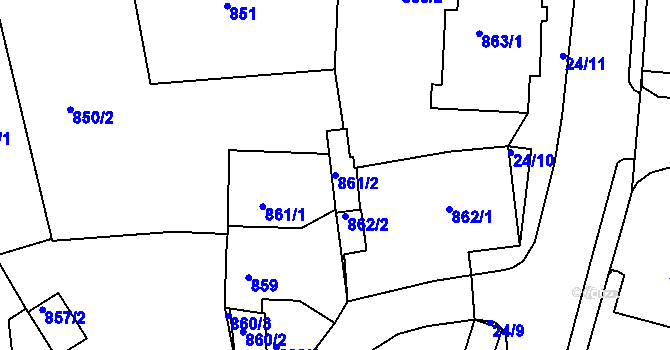 Parcela st. 861/2 v KÚ Dubí u Teplic, Katastrální mapa