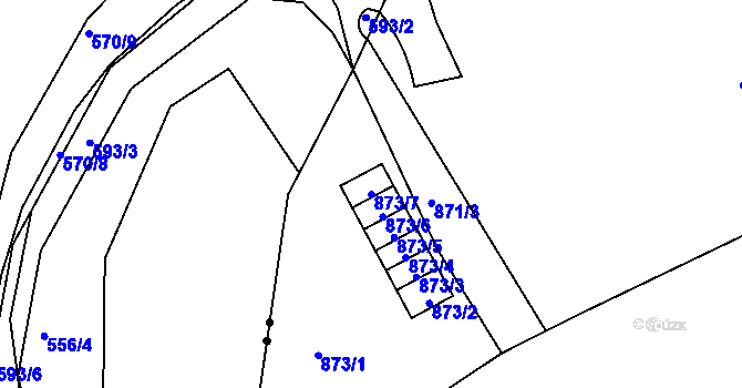 Parcela st. 873/7 v KÚ Dubí u Teplic, Katastrální mapa