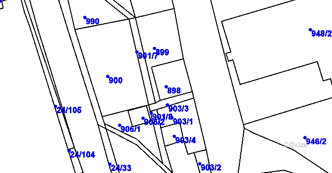 Parcela st. 898 v KÚ Dubí u Teplic, Katastrální mapa