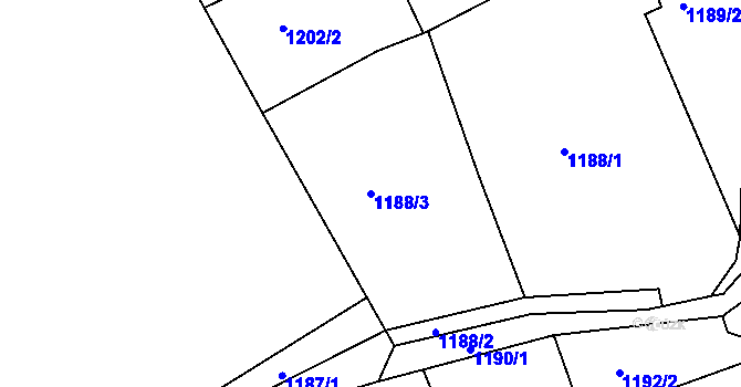Parcela st. 1188/3 v KÚ Dubí u Teplic, Katastrální mapa