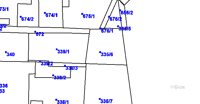 Parcela st. 335/6 v KÚ Dubí u Teplic, Katastrální mapa