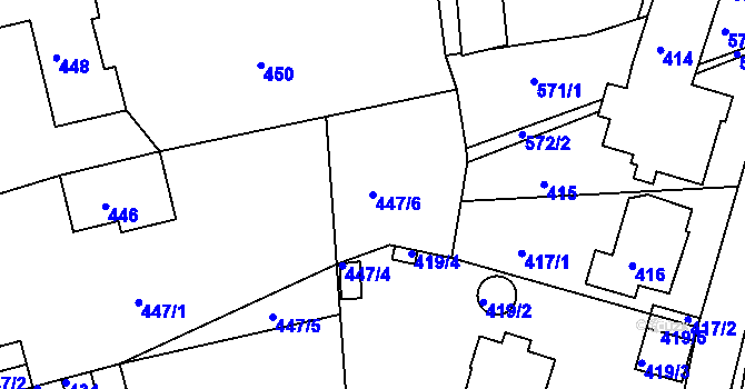 Parcela st. 447/6 v KÚ Dubí u Teplic, Katastrální mapa