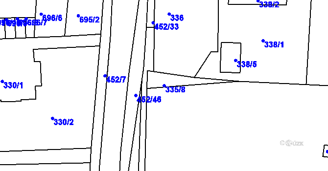 Parcela st. 335/8 v KÚ Dubí u Teplic, Katastrální mapa