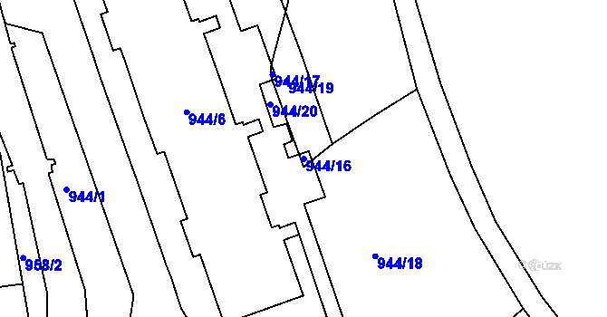 Parcela st. 944/16 v KÚ Dubí u Teplic, Katastrální mapa