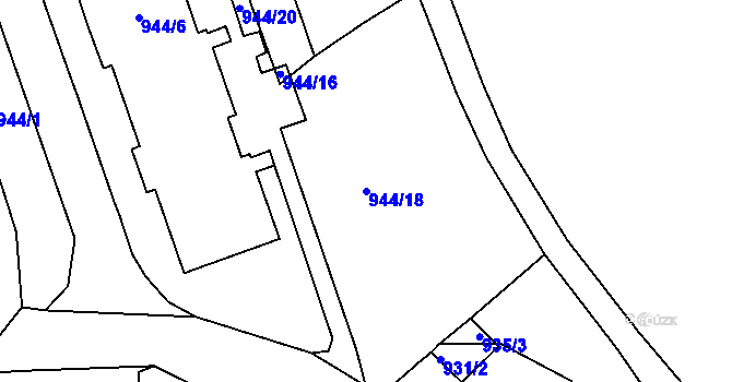 Parcela st. 944/18 v KÚ Dubí u Teplic, Katastrální mapa
