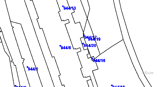 Parcela st. 944/20 v KÚ Dubí u Teplic, Katastrální mapa